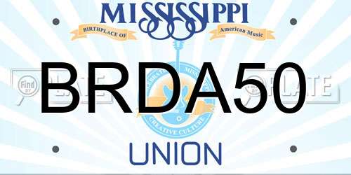 BRDA50 Mississippi License Plate