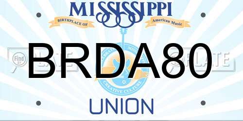 BRDA80 Mississippi License Plate