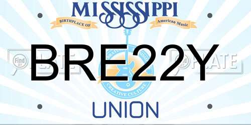 BRE22Y Mississippi License Plate