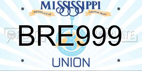 BRE999 Mississippi License Plate