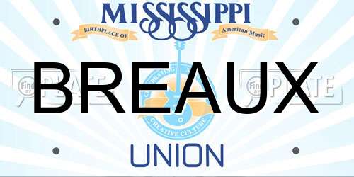 BREAUX Mississippi License Plate