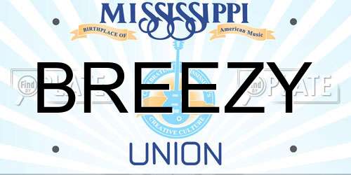 BREEZY Mississippi License Plate