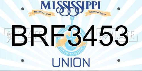 BRF3453 Mississippi License Plate
