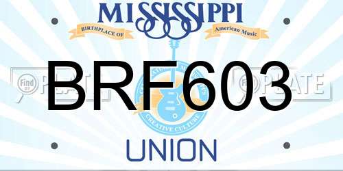 BRF603 Mississippi License Plate