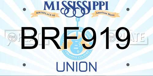 BRF919 Mississippi License Plate