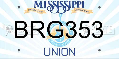 BRG353 Mississippi License Plate