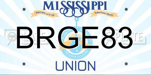 BRGE83 Mississippi License Plate