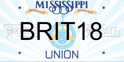 BRIT18 Mississippi License Plate