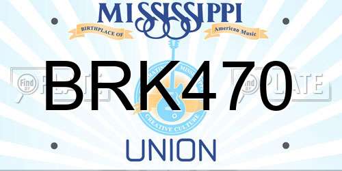 BRK470 Mississippi License Plate