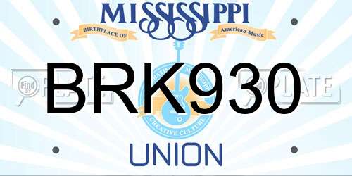 BRK930 Mississippi License Plate