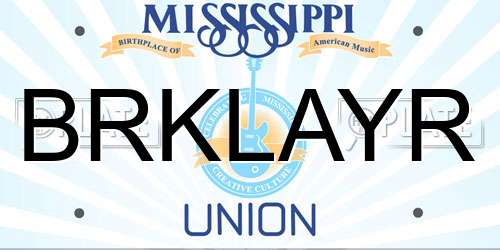 BRKLAYR Mississippi License Plate
