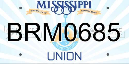 BRM0685 Mississippi License Plate