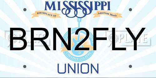 BRN2FLY Mississippi License Plate