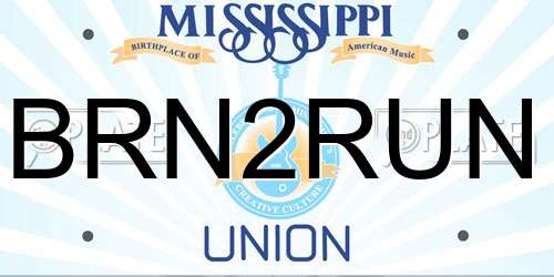 BRN2RUN Mississippi License Plate