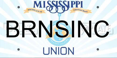 BRNSINC Mississippi License Plate