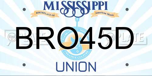 BRO45D Mississippi License Plate