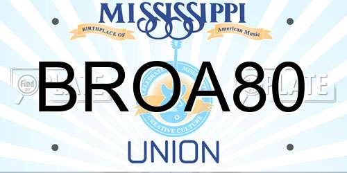 BROA80 Mississippi License Plate