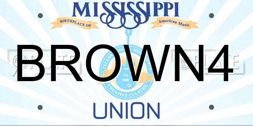 BROWN4 Mississippi License Plate
