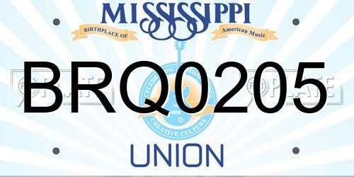 BRQ0205 Mississippi License Plate