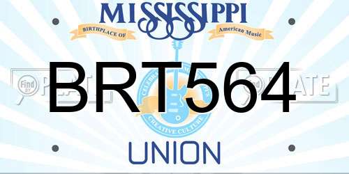 BRT564 Mississippi License Plate
