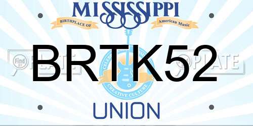 BRTK52 Mississippi License Plate