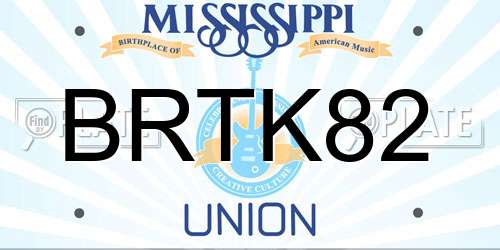 BRTK82 Mississippi License Plate