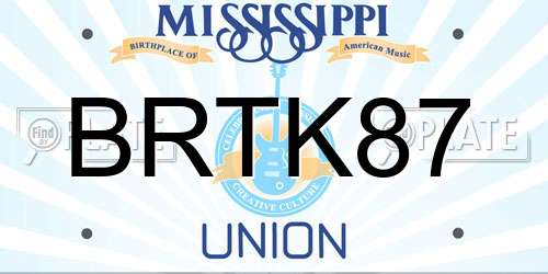 BRTK87 Mississippi License Plate