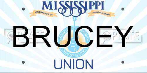 BRUCEY Mississippi License Plate