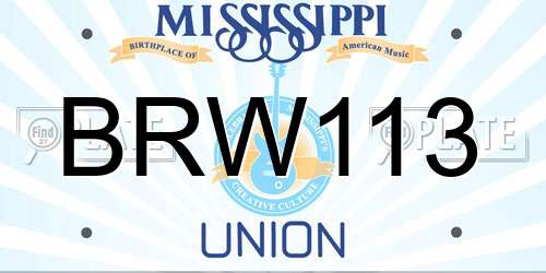 BRW113 Mississippi License Plate