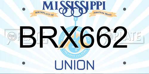BRX662 Mississippi License Plate