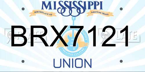 BRX7121 Mississippi License Plate