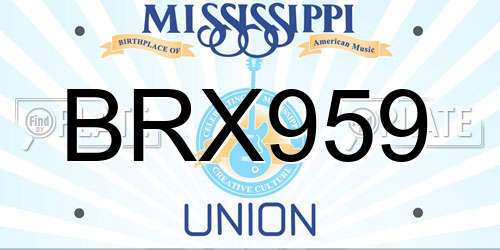 BRX959 Mississippi License Plate