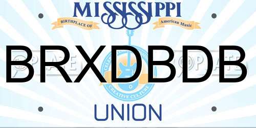 BRXDBDB Mississippi License Plate