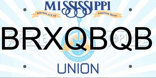 BRXQBQB Mississippi License Plate