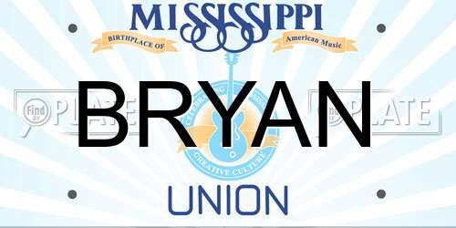 BRYAN Mississippi License Plate