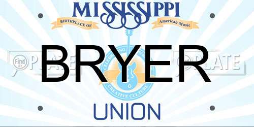 BRYER Mississippi License Plate