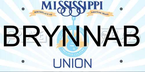 BRYNNAB Mississippi License Plate
