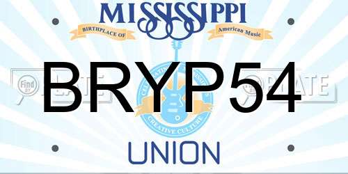 BRYP54 Mississippi License Plate