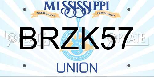 BRZK57 Mississippi License Plate