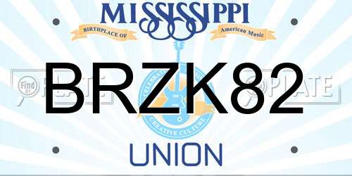BRZK82 Mississippi License Plate