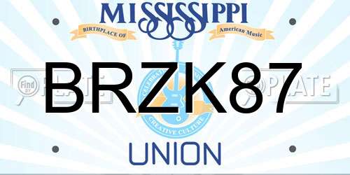 BRZK87 Mississippi License Plate