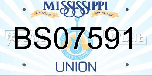 BS07591 Mississippi License Plate