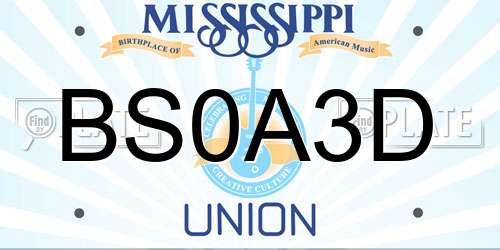 BS0A3D Mississippi License Plate