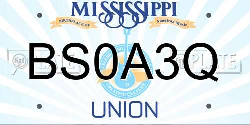 BS0A3Q Mississippi License Plate