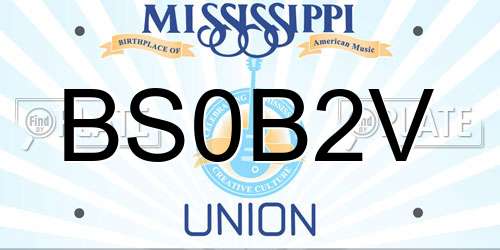 BS0B2V Mississippi License Plate