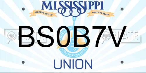 BS0B7V Mississippi License Plate
