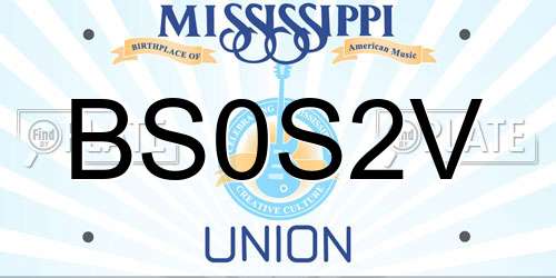 BS0S2V Mississippi License Plate