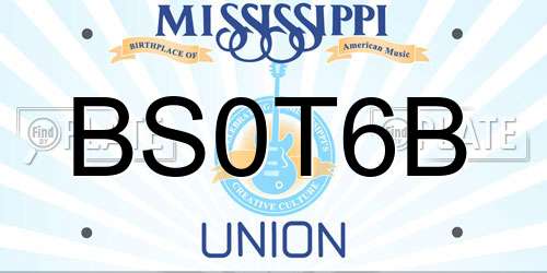 BS0T6B Mississippi License Plate