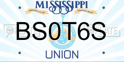 BS0T6S Mississippi License Plate
