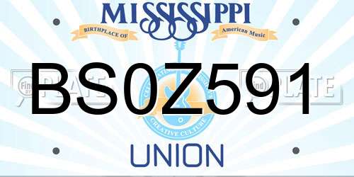BS0Z591 Mississippi License Plate